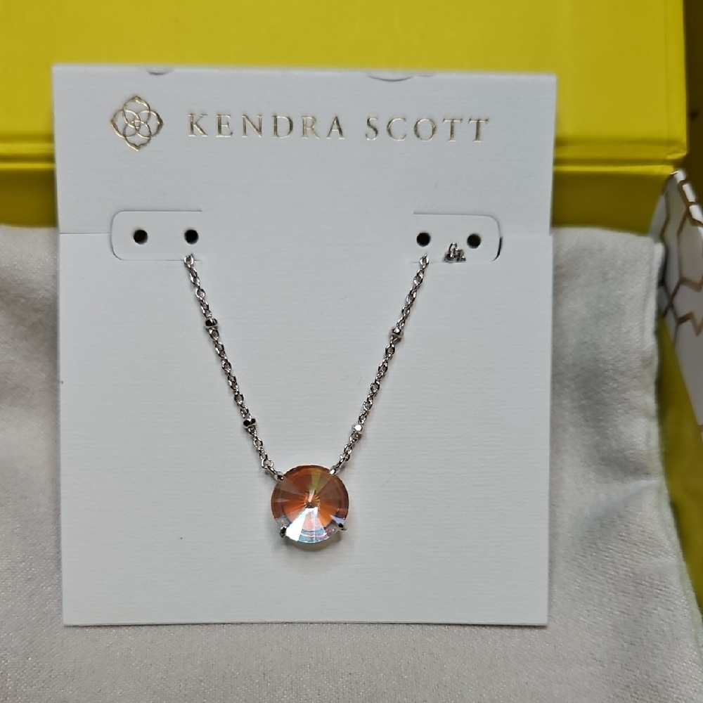 New Kendra Scott Silver Jolie Necklace in Dichroic Glass
